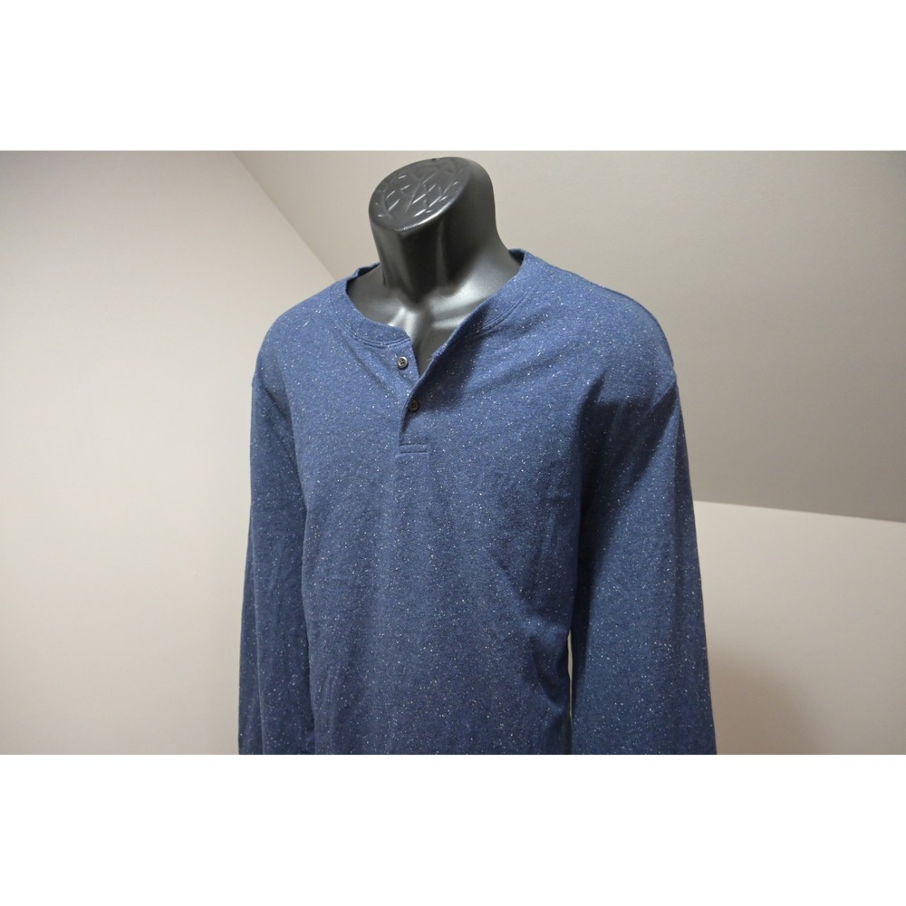 J.Crew Henley Shirt Men XXL Navy Blue Speckled Long Sleeve Cotton Excellent